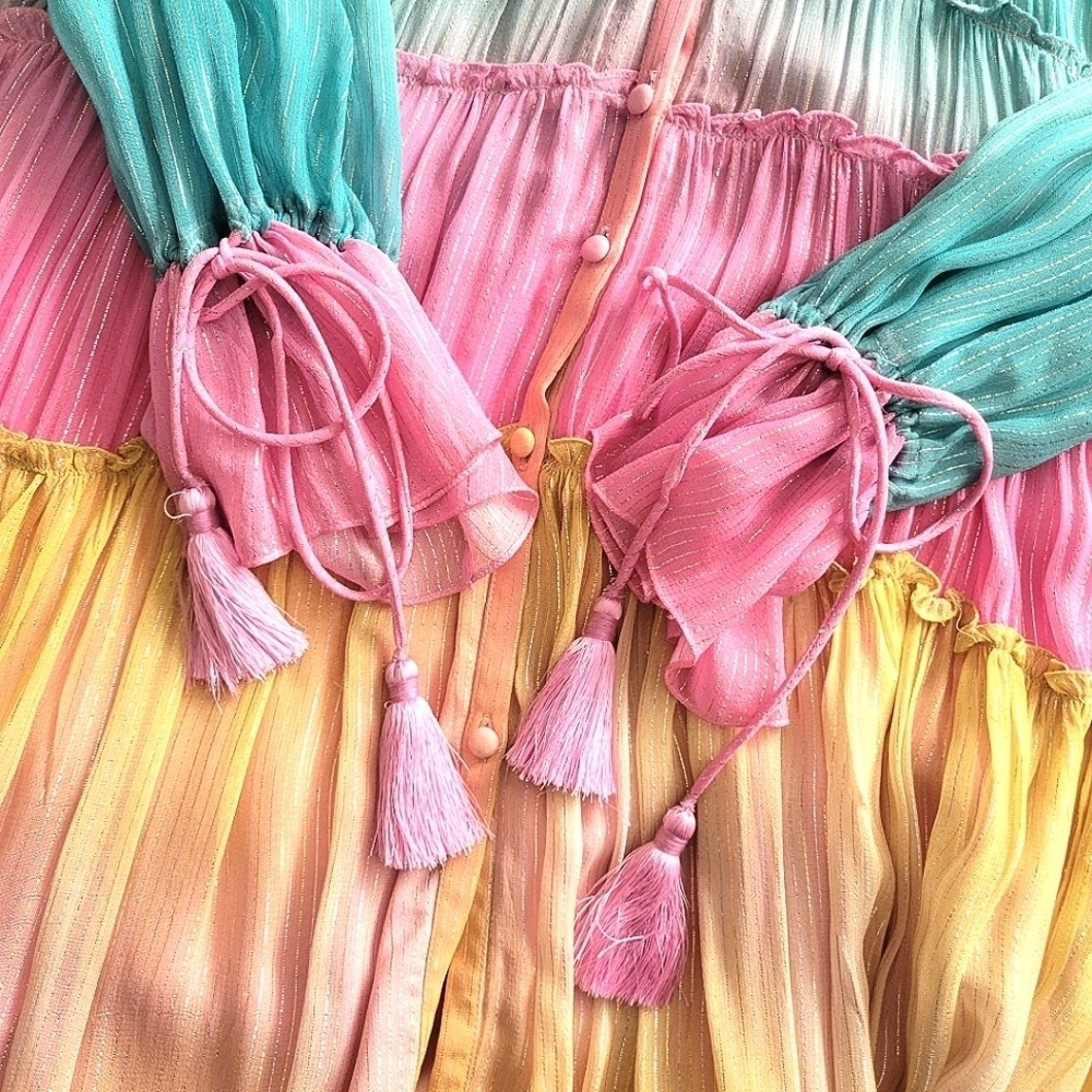 ROCOCO SAND Maxi Dress Summer Sequin Pastel High-Low Dress Ombre Bloggers Fave - Picture 10 of 16